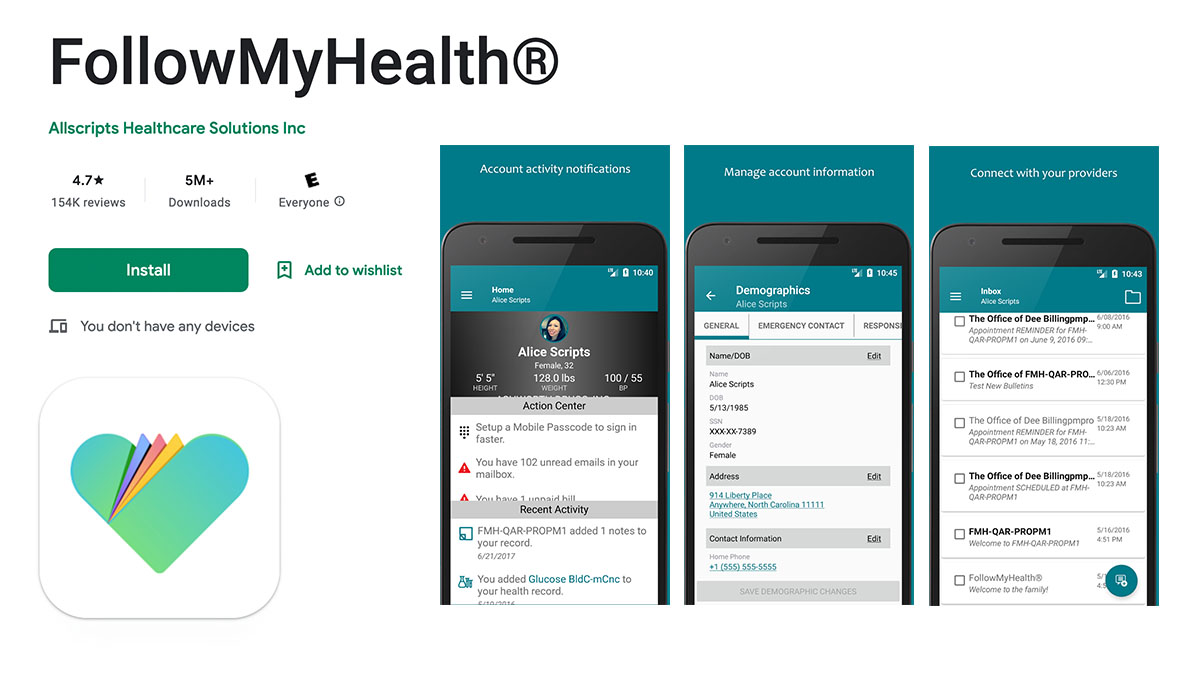 FollowMyHealth App Xamarin