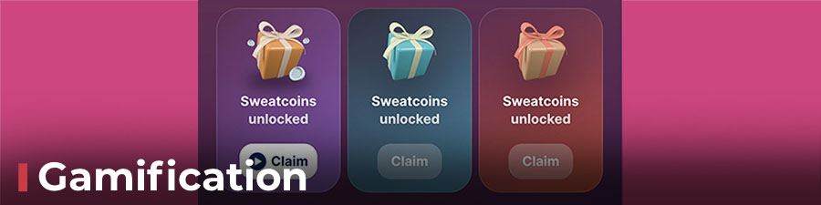 Gamification in fitness apps Gamification example from the Sweatcoin app