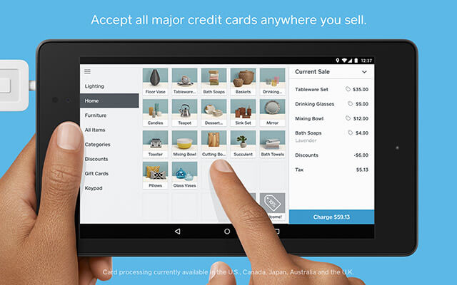 Square app, an examples of Kotlin apps The Square POS app that was developed with Kotlin