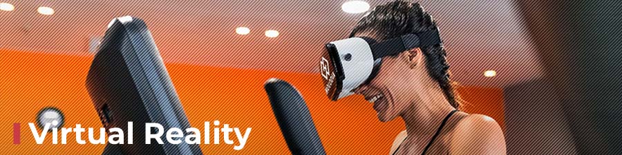 Virtual Reality Fitness On treadmill with VR headset
