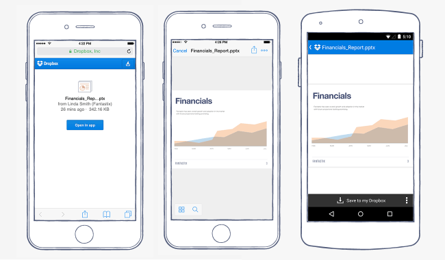 Dropbox file sharing app
